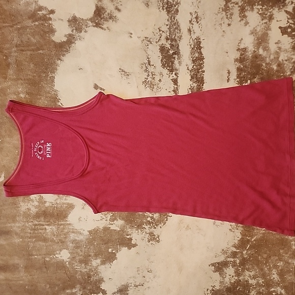 Pink VS I Only Sleep In Pink Ribbed Racerback Tank Top. Size: S - Picture 3 of 8